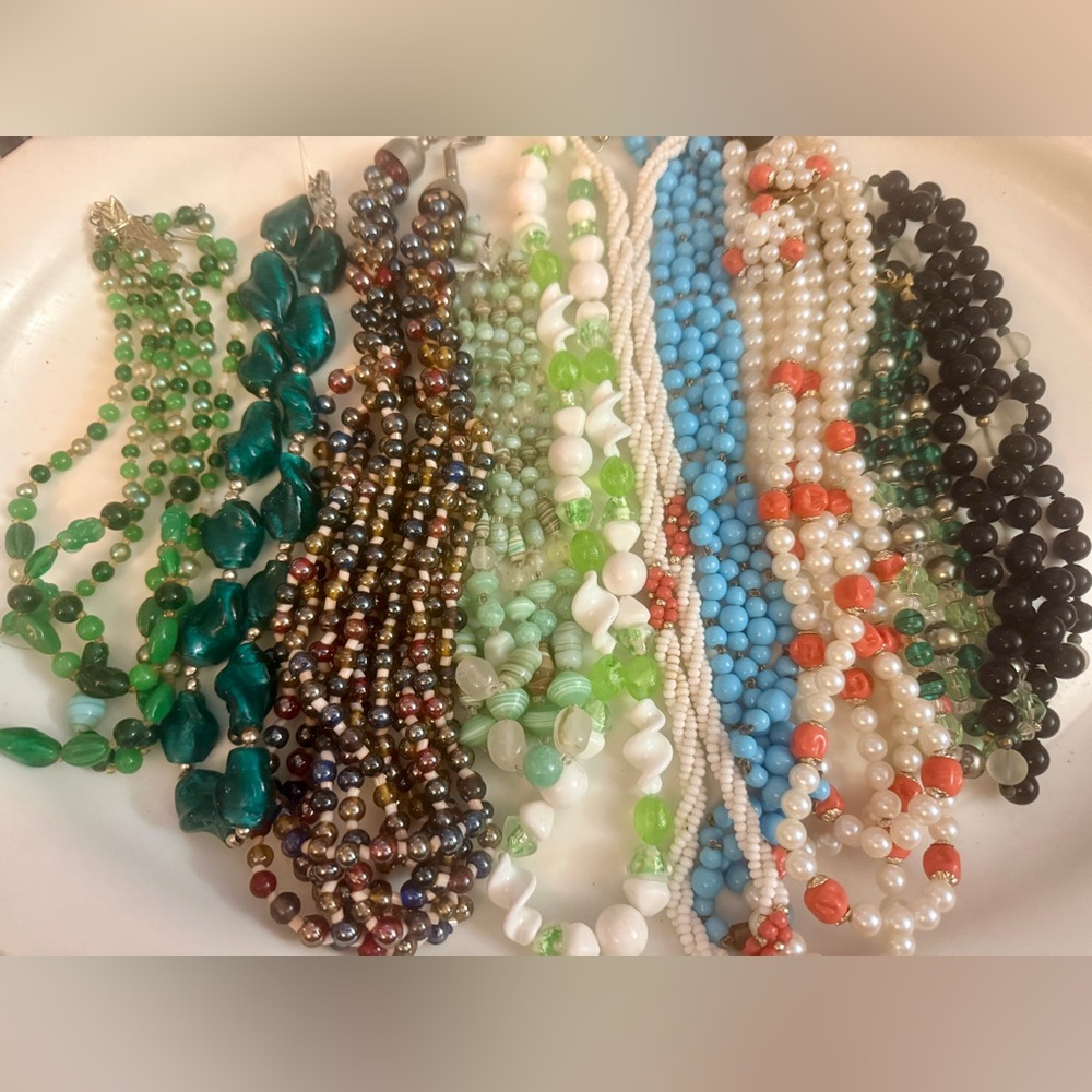 10 Elegant Multicolor glass Beaded Necklace Set